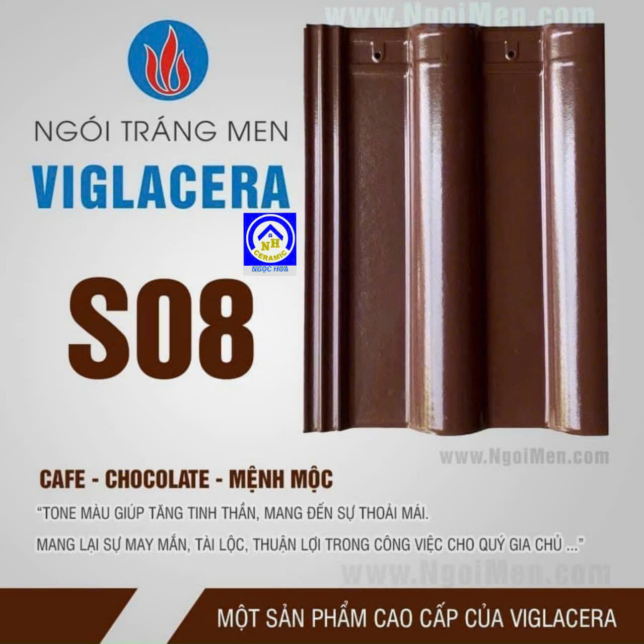 Ngói sóng tráng men Viglacera -S08